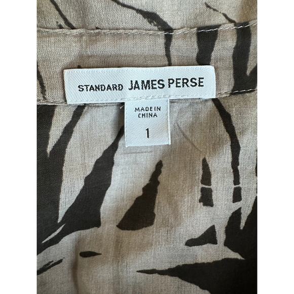James Perse Gray Black Palm Print Cotton Button Down Shirt Small - Picture 7 of 7